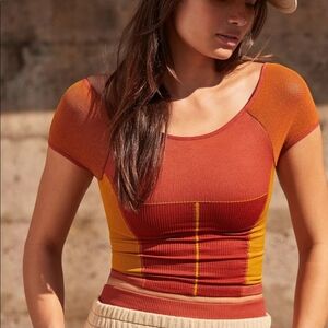 New free people point break colorblock movement crop top size xs/s